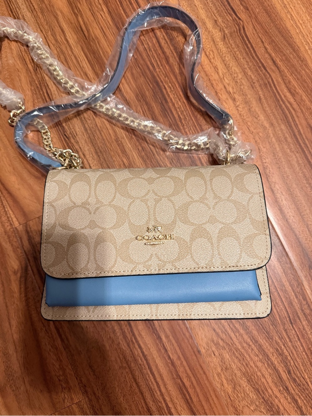Coach Signature Canvas Crossbody in Khaki and Blue